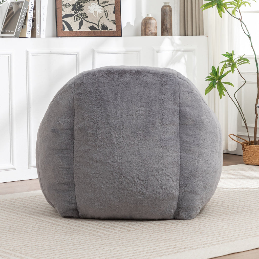 Comfy Faux Fur Bean Bag Chair with Back Support