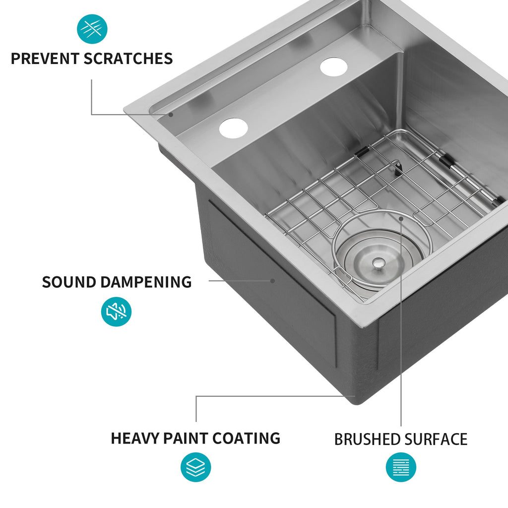 15" Undermount Bar Sink With Folding Faucet