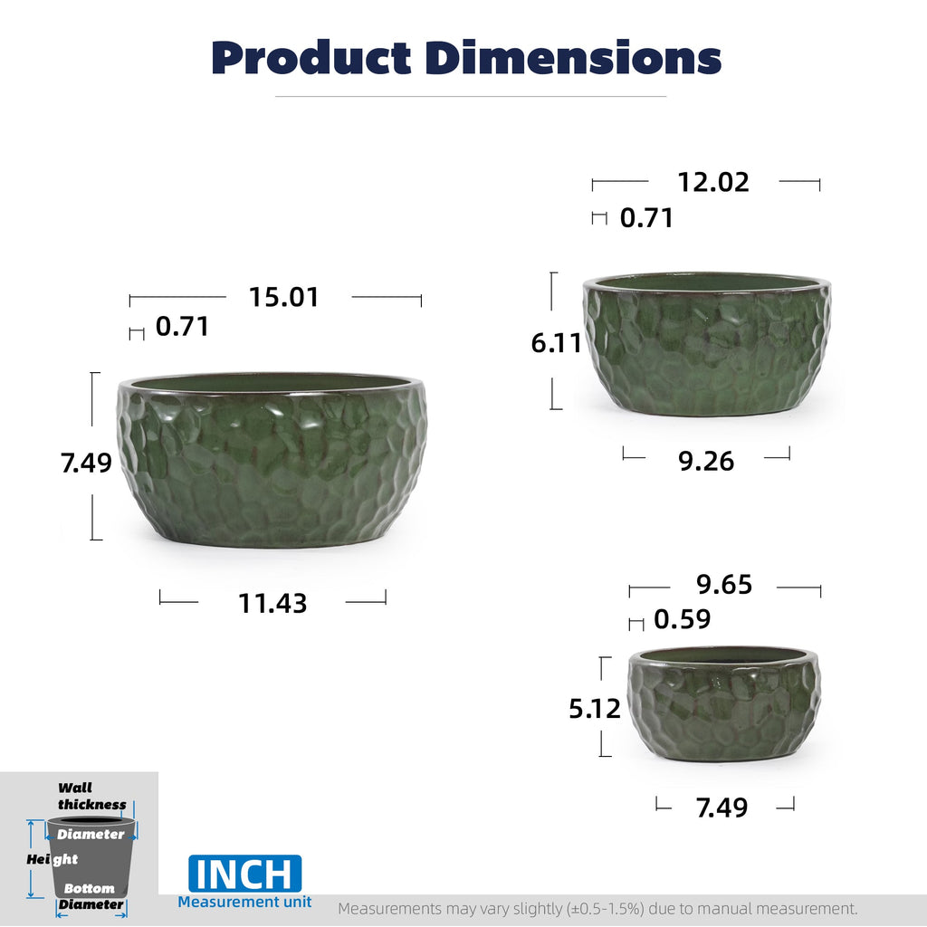 Handmade Glazed Ceramic Planter Set of 3
