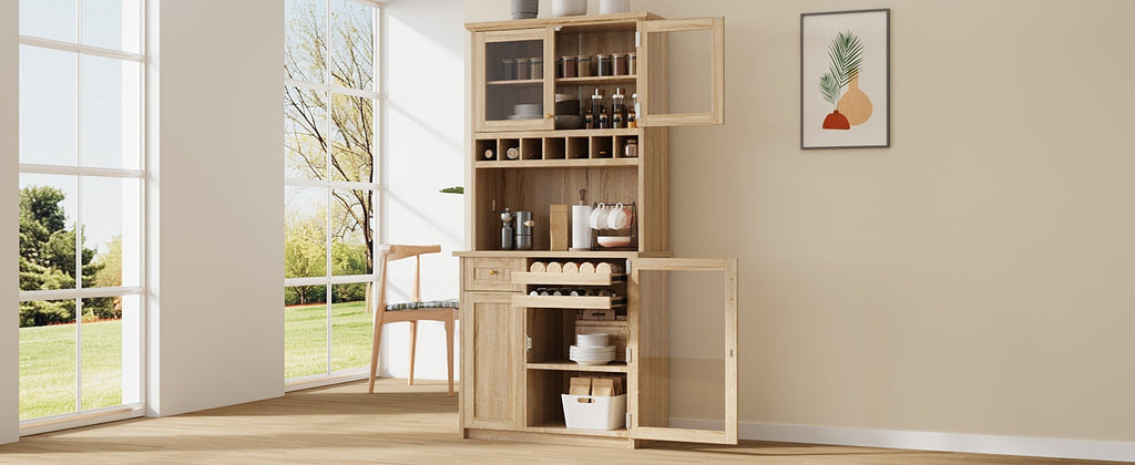 TOPMAX Farmhouse Freestanding Buffet with Hutch