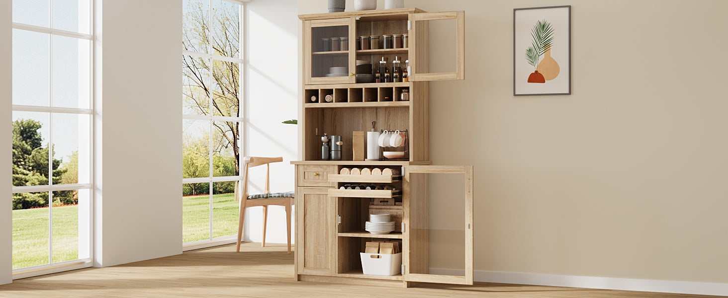 TOPMAX Farmhouse Freestanding Buffet with Hutch