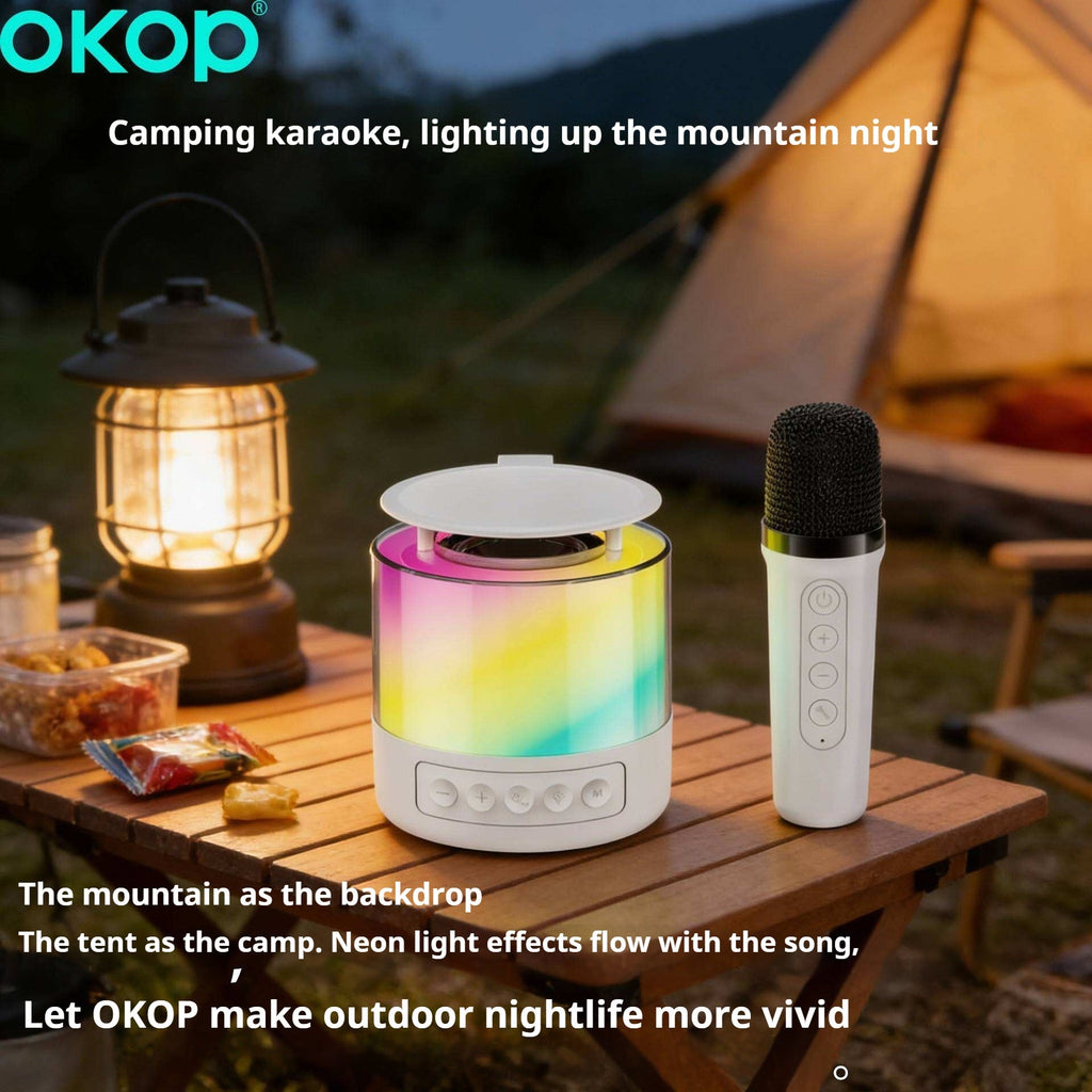 KP-K04 Best-Selling Portable Bluetooth Karaoke Speaker Wireless Microphone Set With Lights Suitable For Outdoors Kids And Home Use In Stock