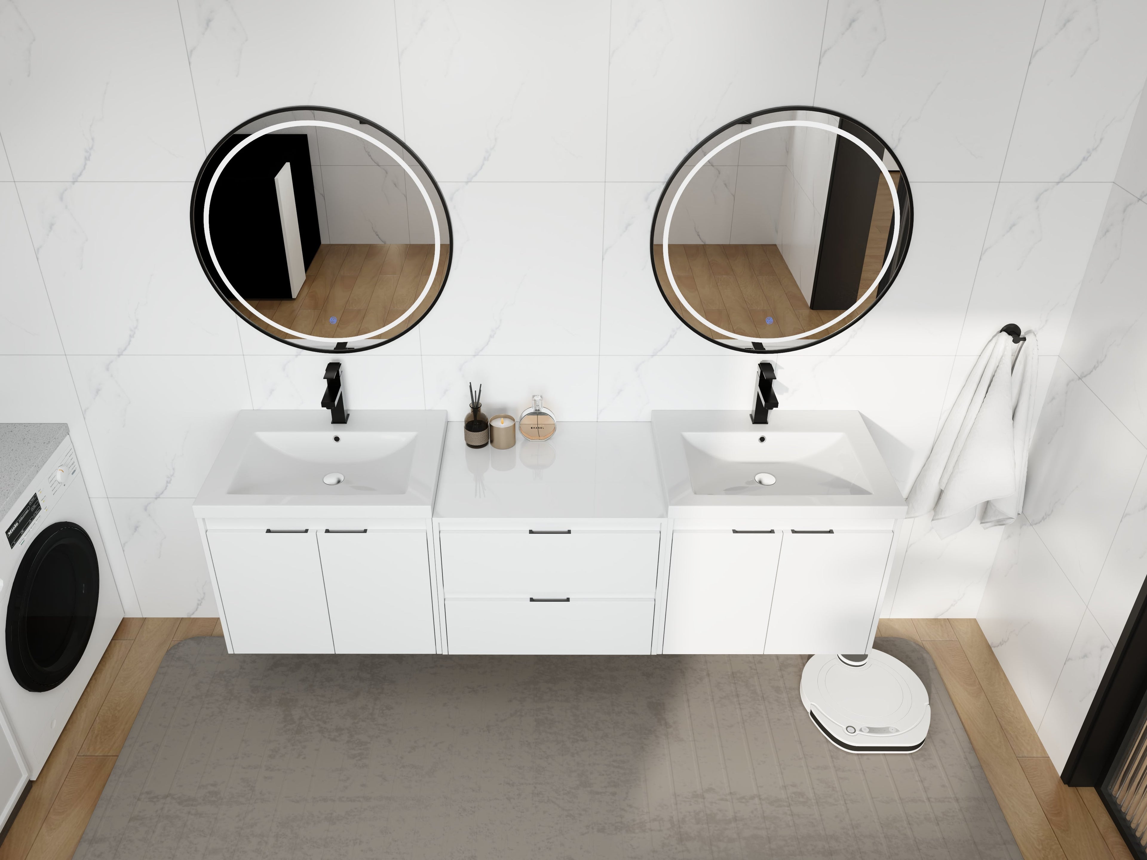 72" Bathroom Vanity With Resin Sink
