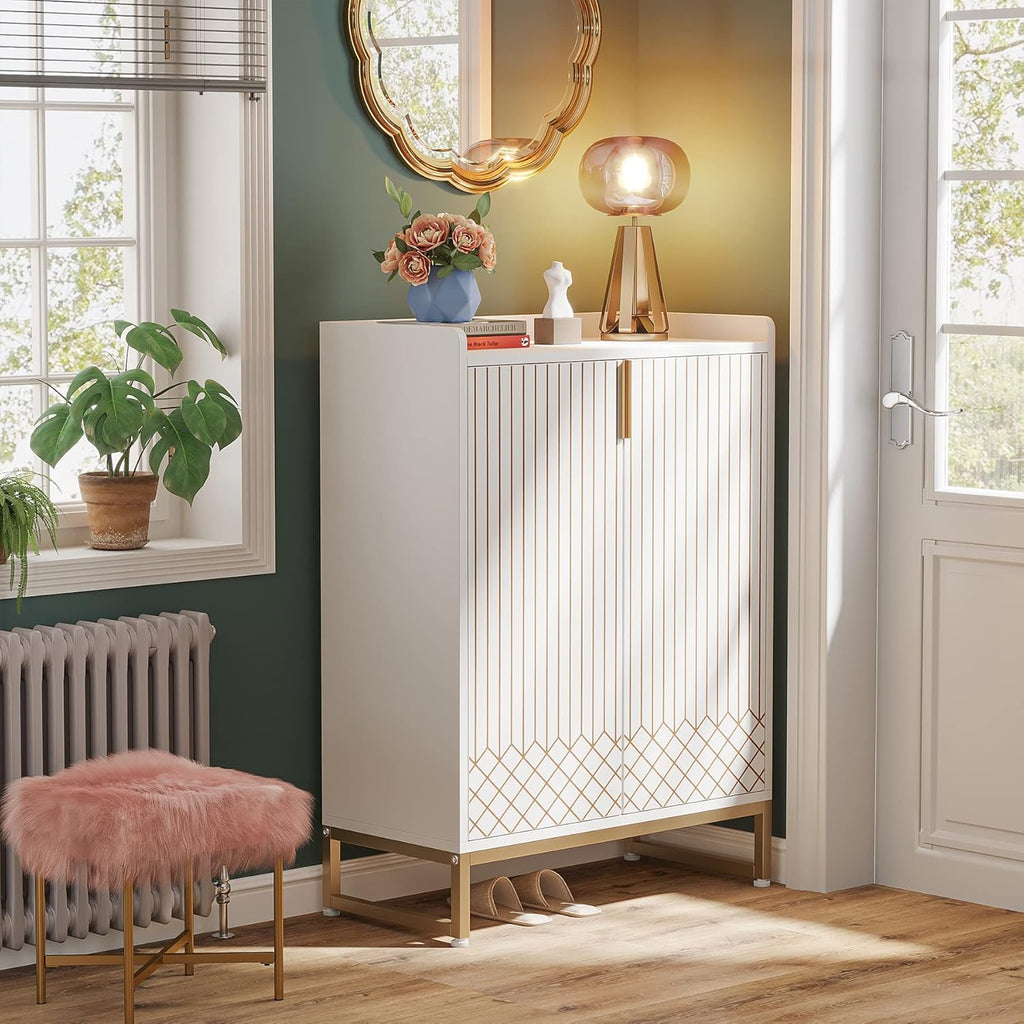 29.52 Inches White Shoe Cabinet