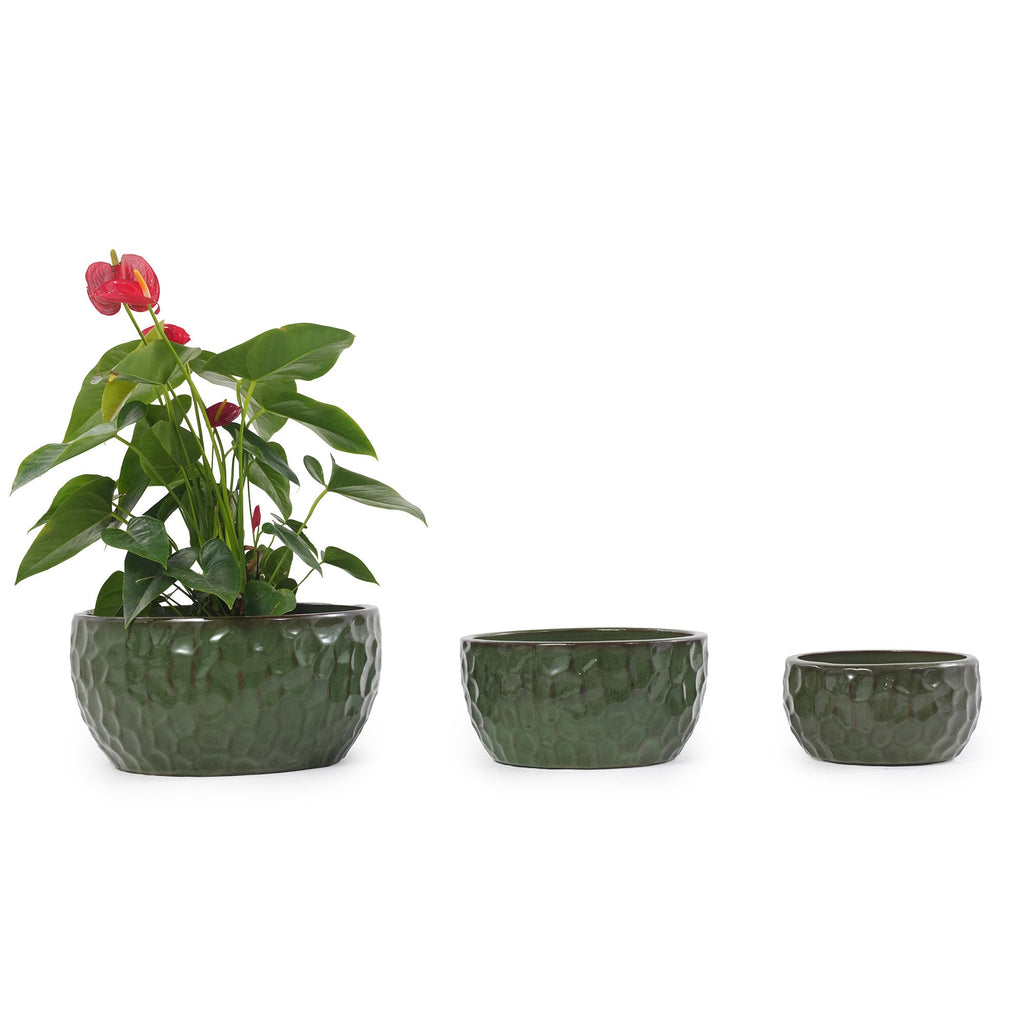 Handmade Glazed Ceramic Planter Set of 3