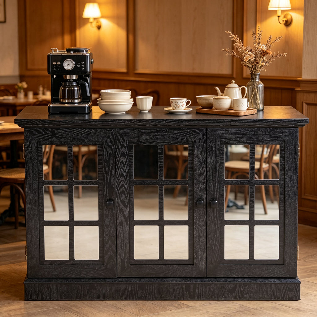 45" W Storage Cabinet with 3 Mirrored Acrylic Doors