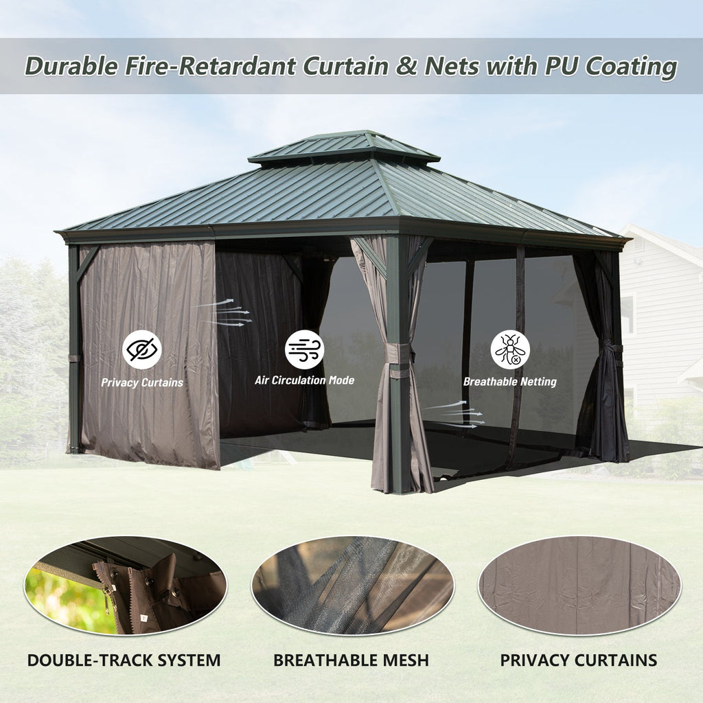10' x 12' Hardtop Gazebo Outdoor Metal Gazebo