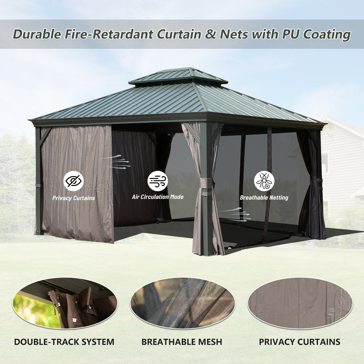 10' x 12' Hardtop Gazebo Outdoor Metal Gazebo