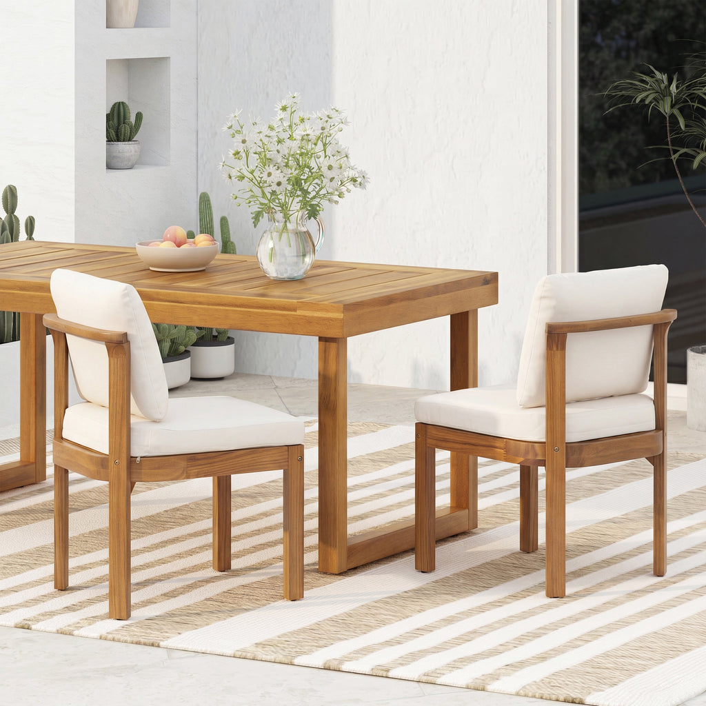 Acacia Wood Outdoor Dining Chair Set of 2