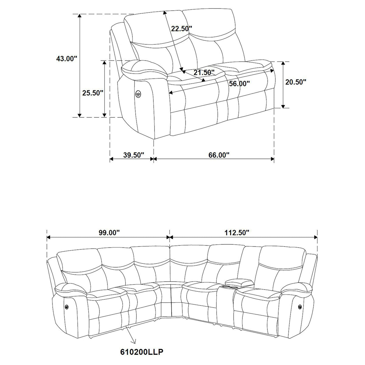 Salerno Power Reclining Sectional Sofa