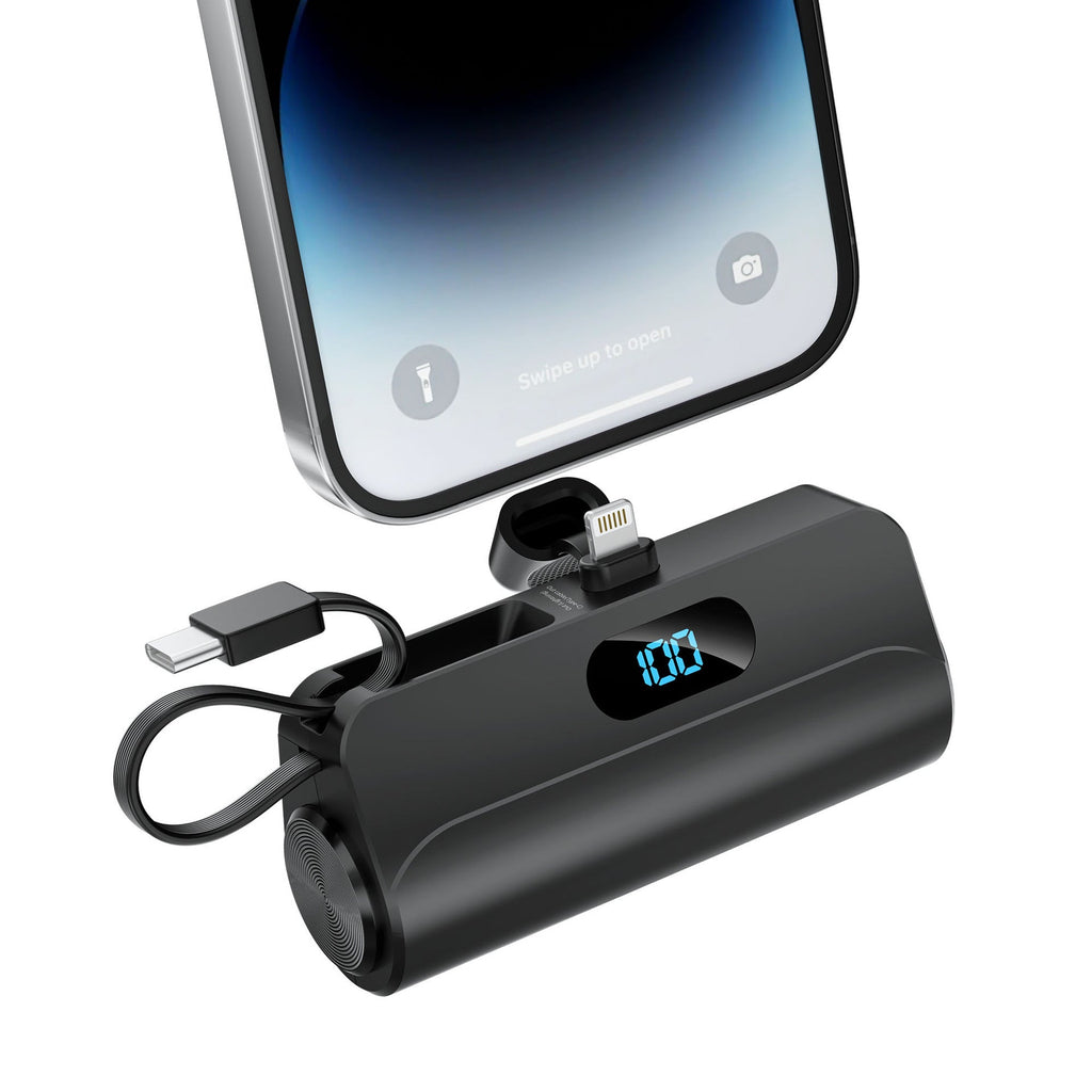 Mini Portable Power Bank With Built-in Cable