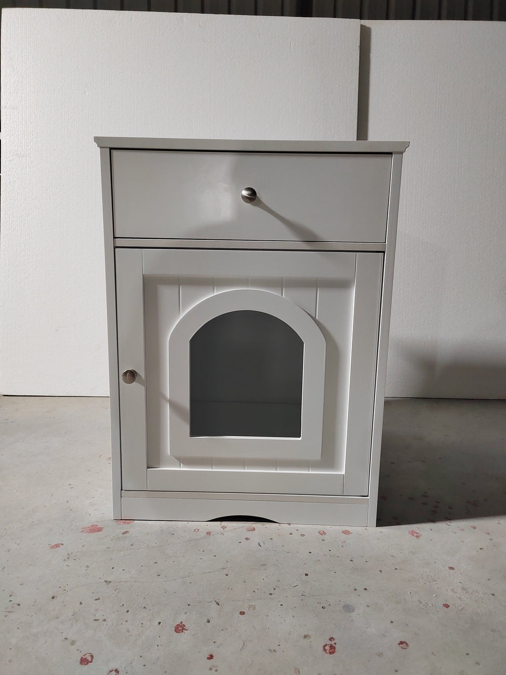Wooden Pet House Cat Litter Box Enclosure - White