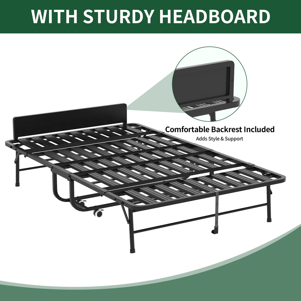 75"x46" Wide Folding Bed with Adjustable Headboard