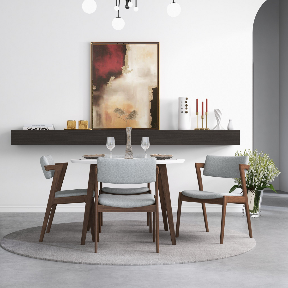 Edwin Light Gray Fabric Dining Chair Set of 2