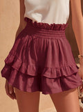 Casual Fashion Drawstring Waist Ruffle Shorts
