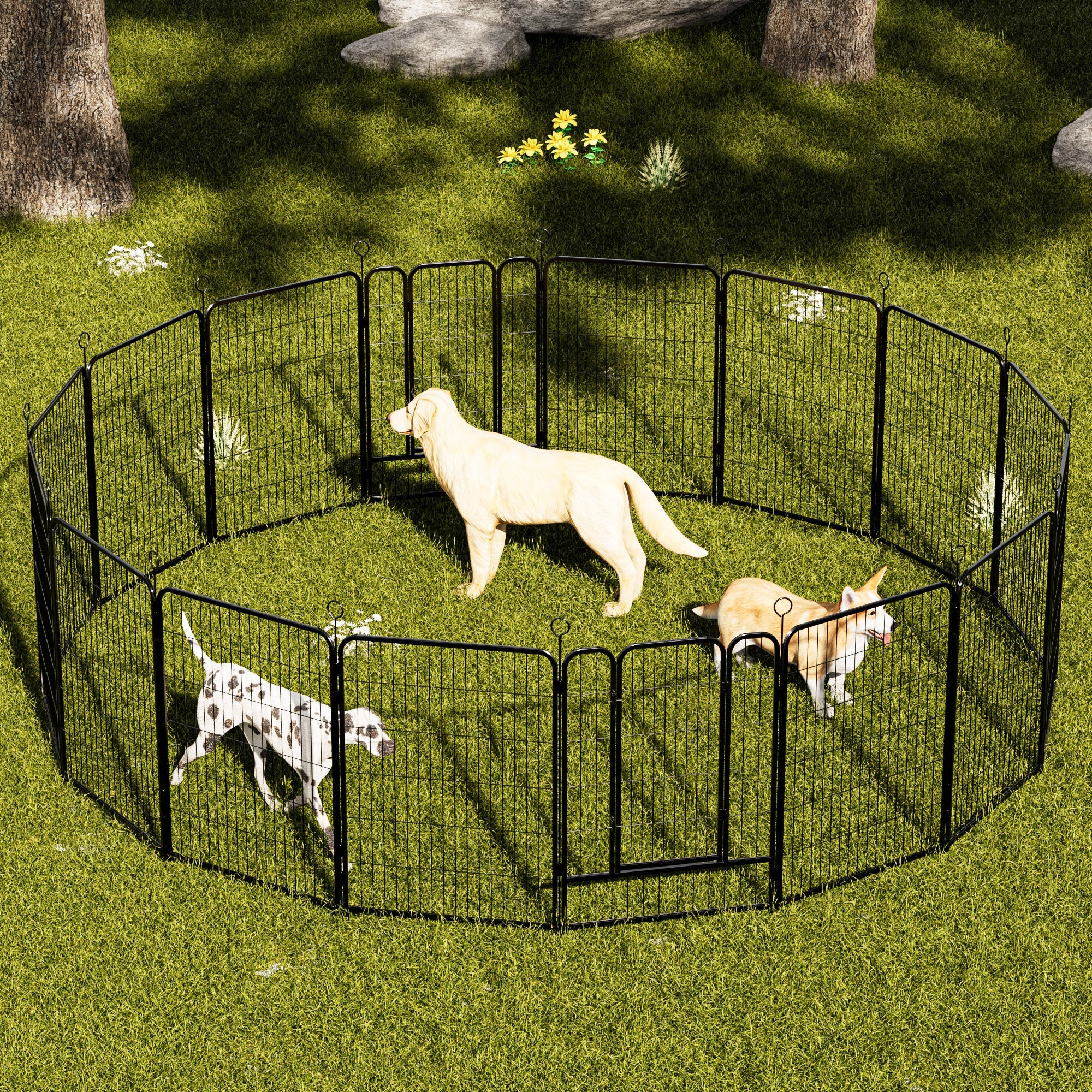 Dog Playpen 40 Inch - 16 Panels Heavy Duty Metal Pet Exercise Pen