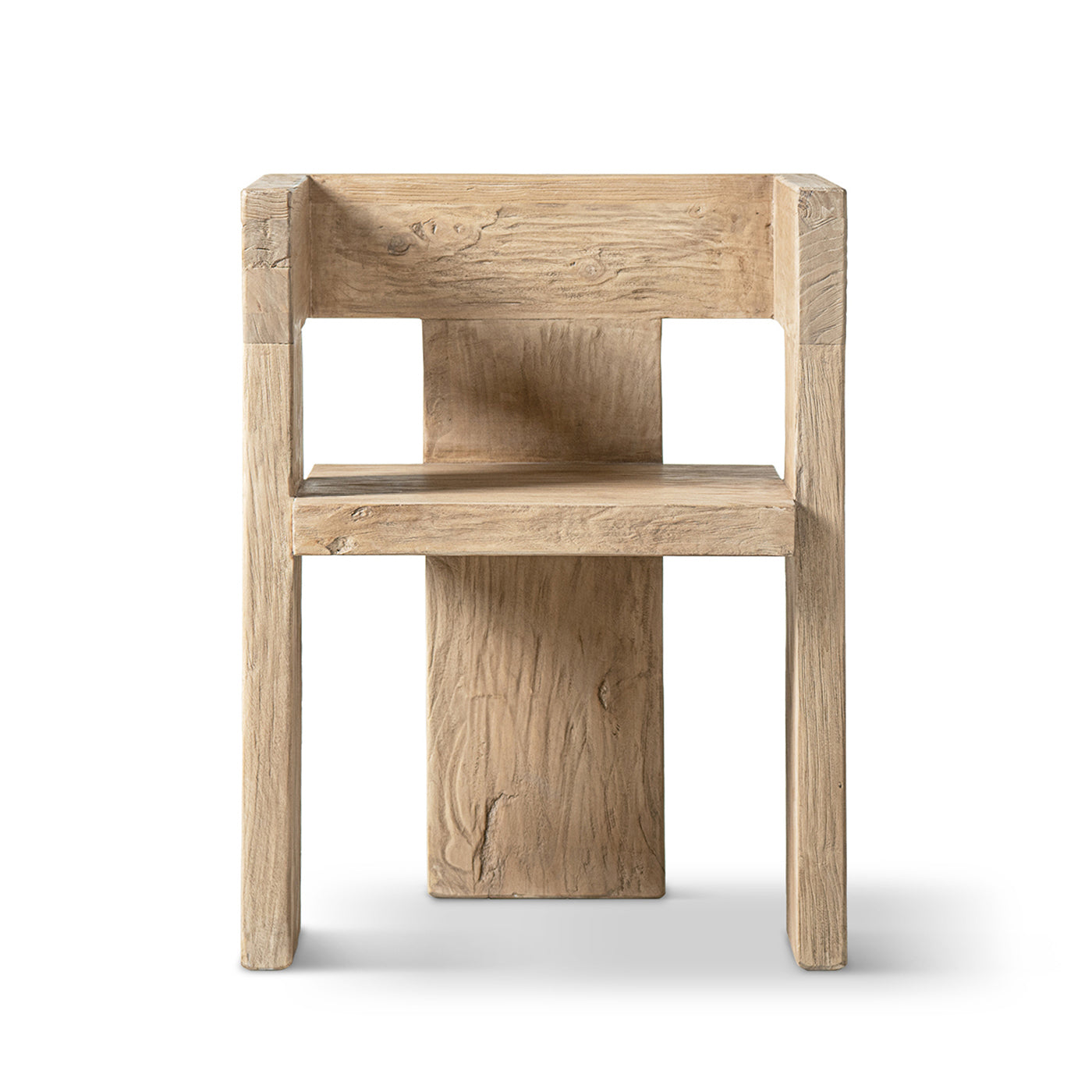 Avenel Solid Reclaimed Elm Sculptural Block Accent Chair