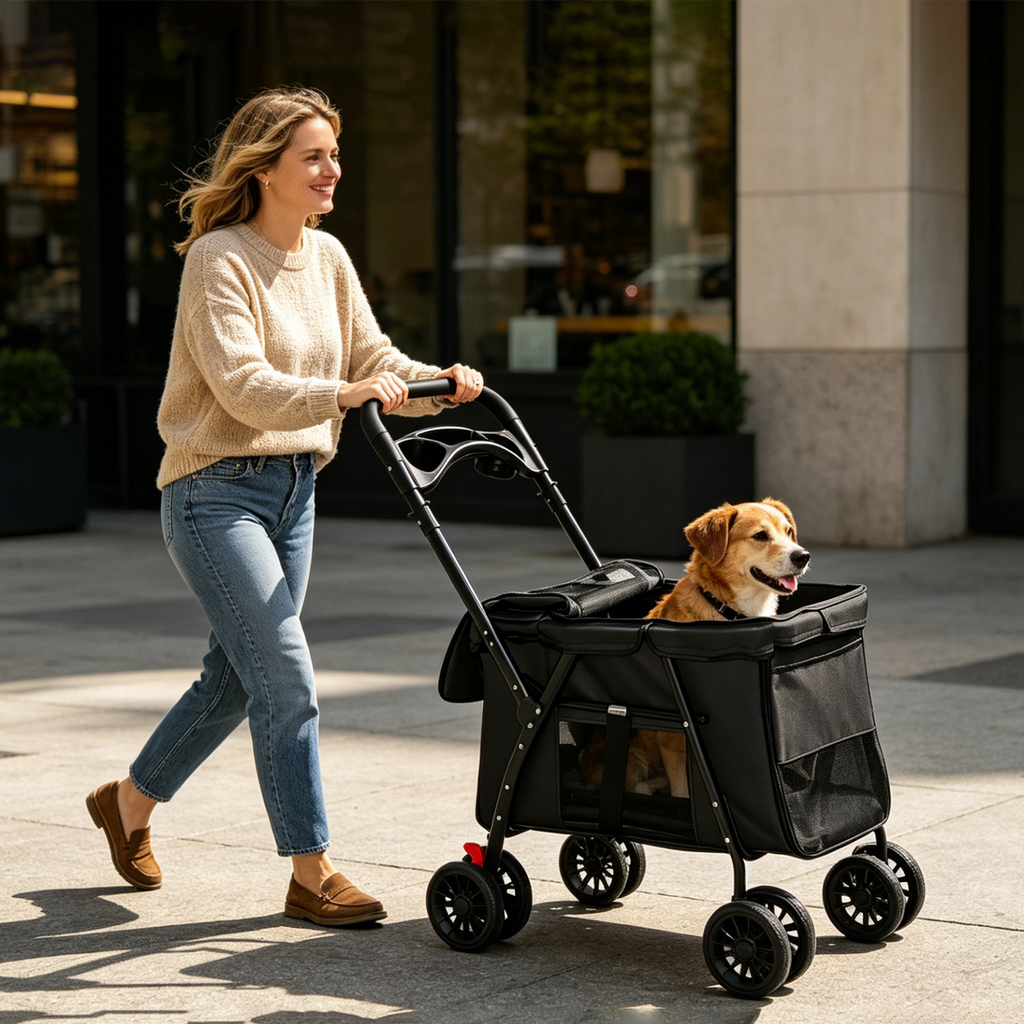 Leavader Foldable Pet Stroller with Safety Features