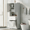 Tall Bathroom Cabinet with Laundry Basket