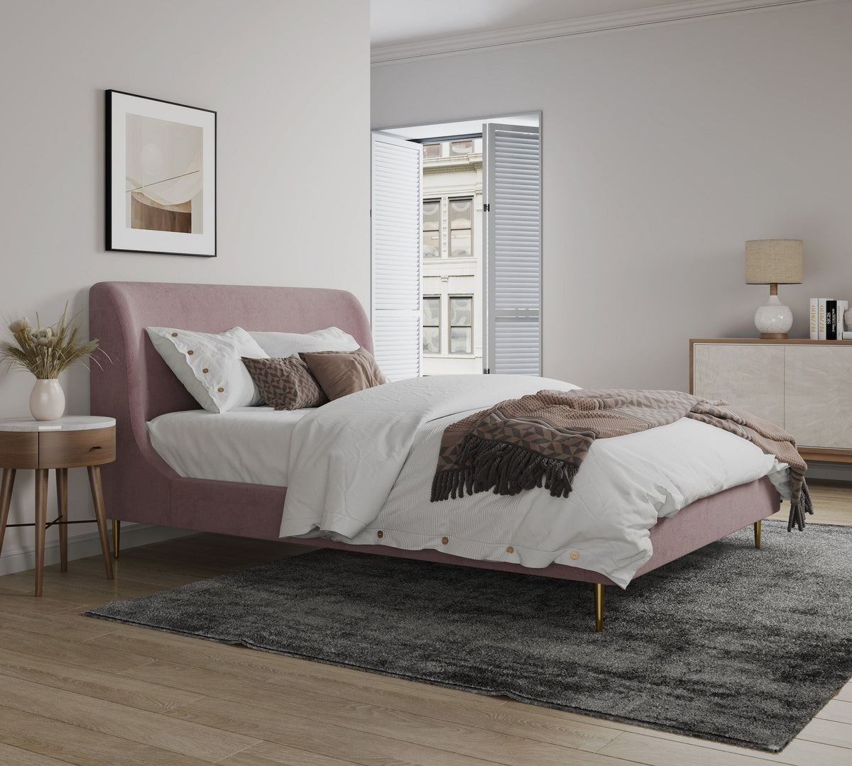 Heather Upholstered Velvet Full Bed