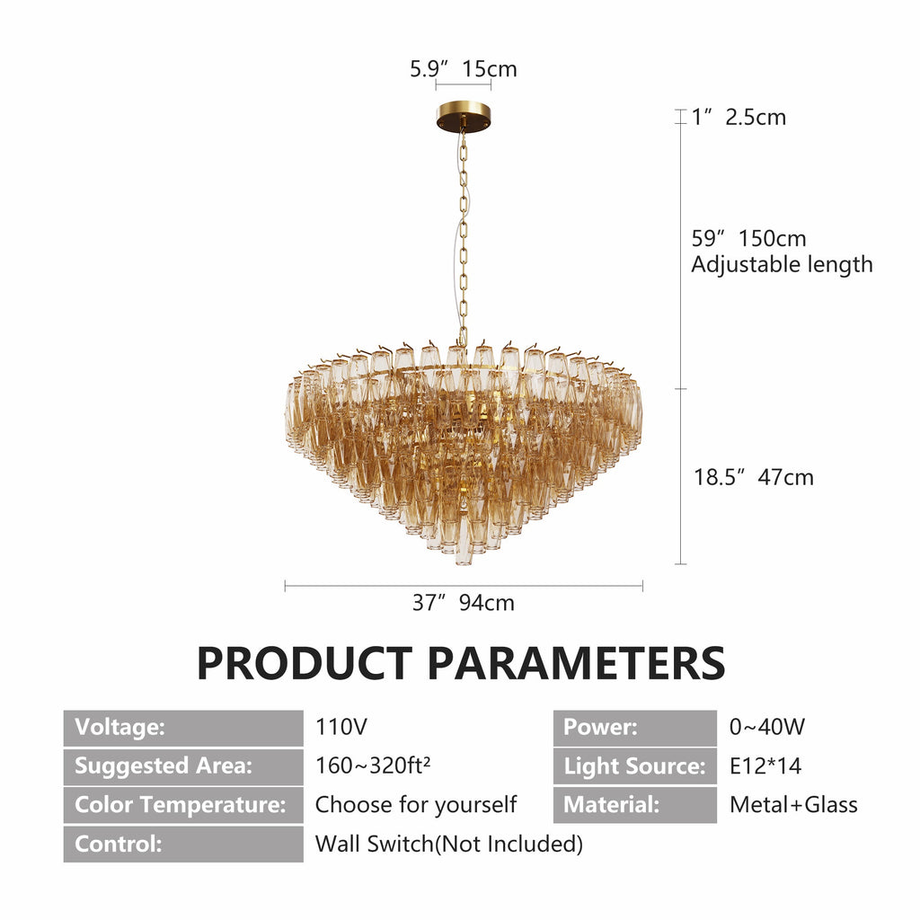 37" Extra Large Chandelier, 14-Light