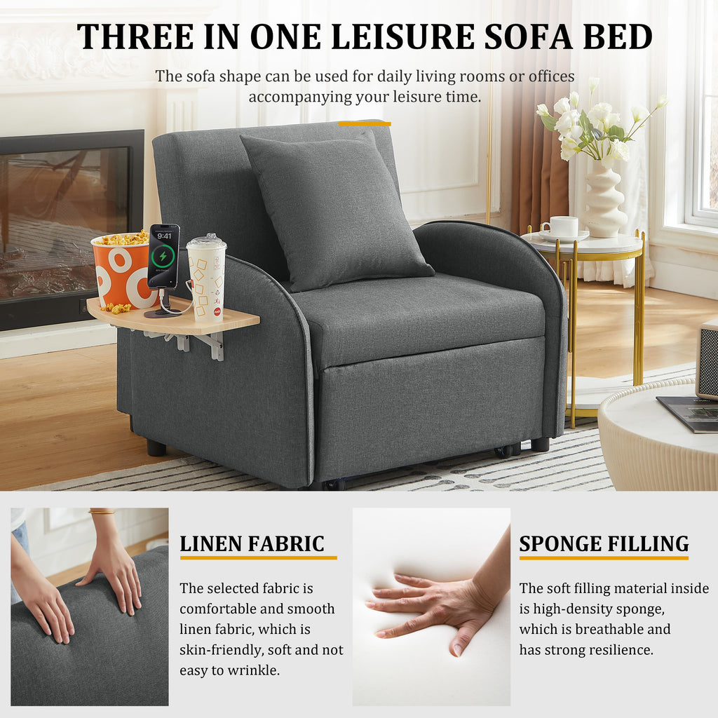 3 In 1 Convertible Sleeper Sofa Chair Bed