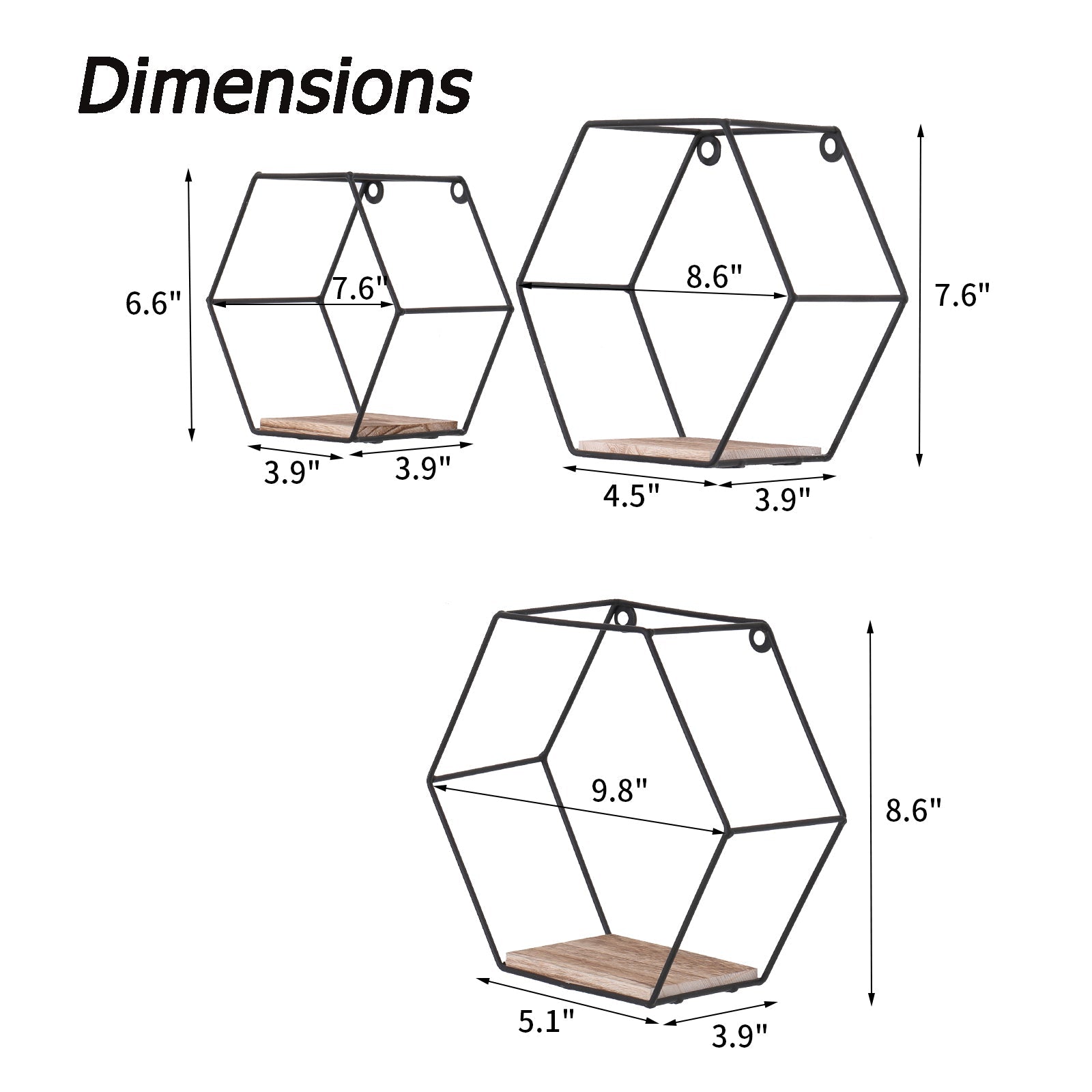 Wall Mounted Hexagonal Floating Shelves