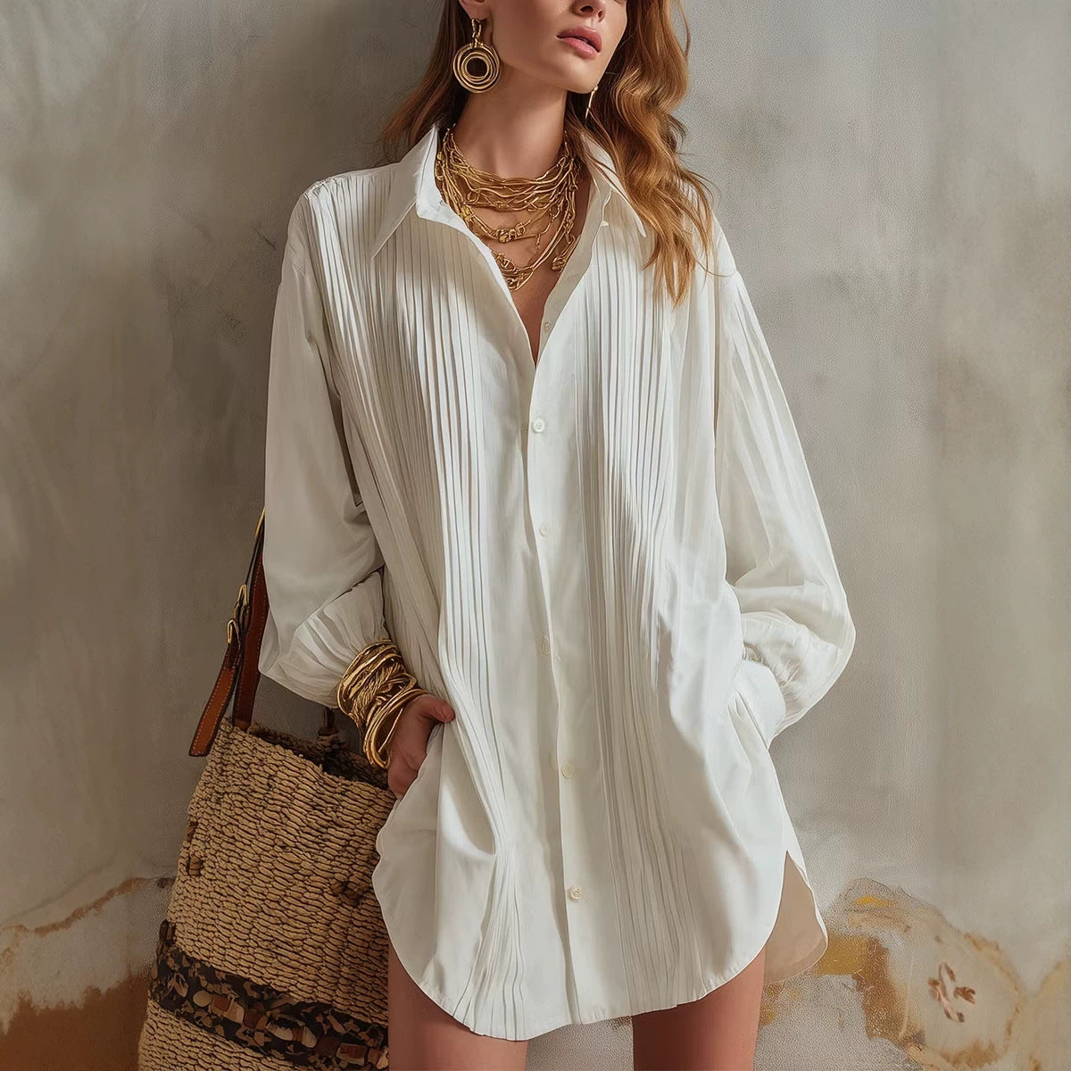 Simple Elegant Loose-fit Draping Versatile Top