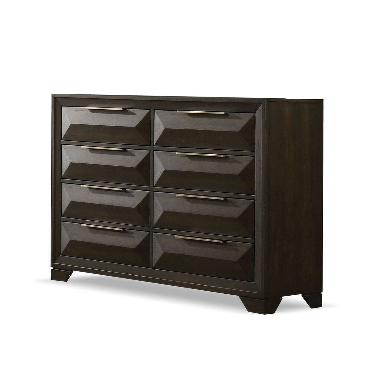 Transitional 1pc Dresser Only with Metal Handles and Beveled Bracket Feet
