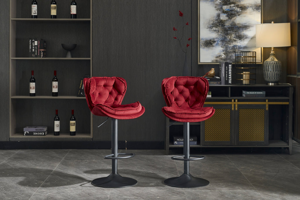 Set of 2 Bar Stools with Powder Footrest