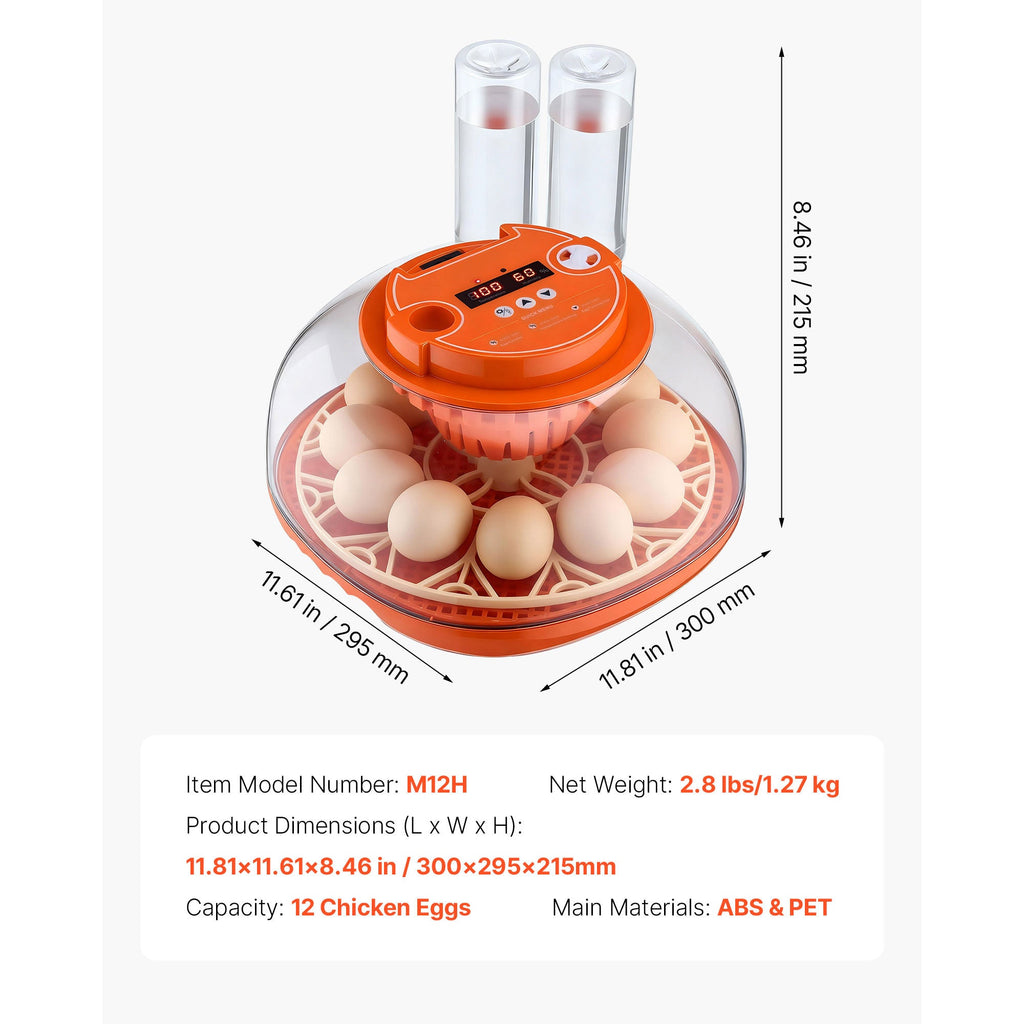 12 Egg Incubator with Automatic Egg Turner