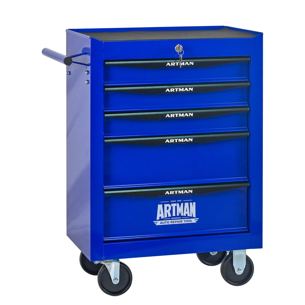 Rolling Metal Tool Chest with 5 Drawers - Purple