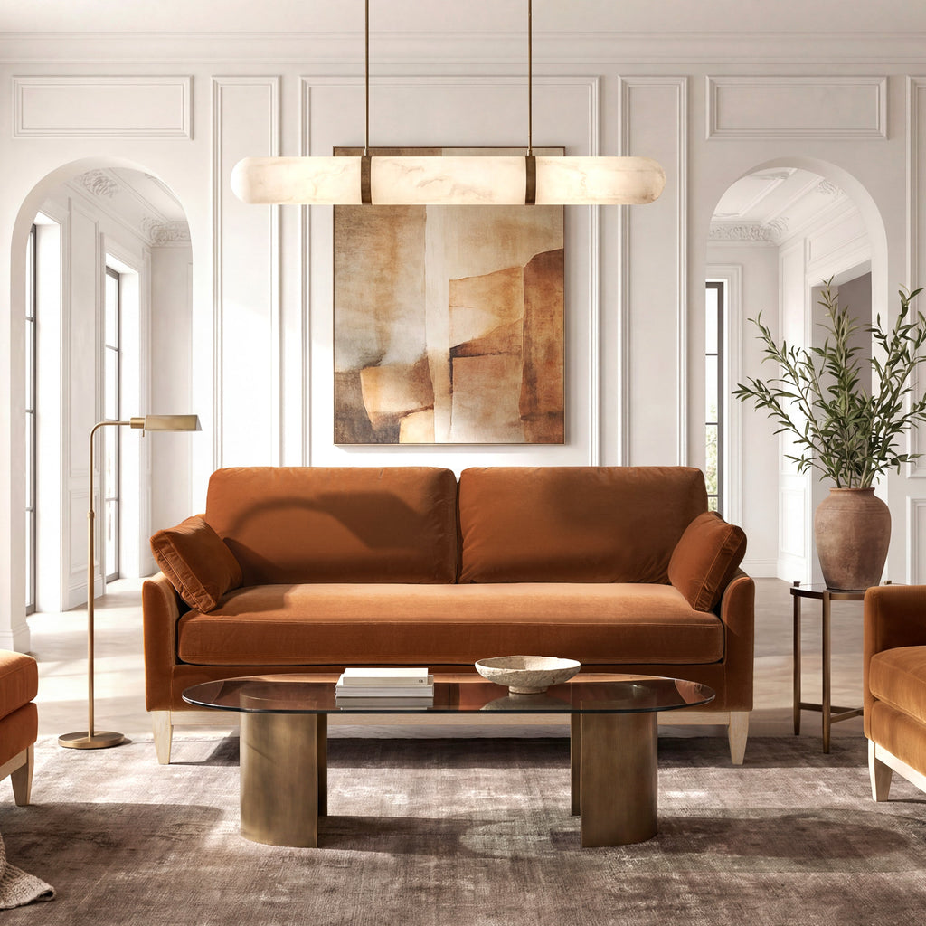 Pasadena 75.5" Modern Farmhouse Sofa in Burnt