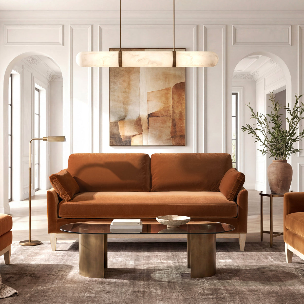 Pasadena 75.5" Modern Farmhouse Sofa in Burnt