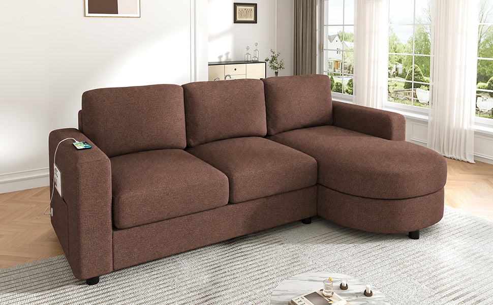 Modern Sectional Sofa with Curved Chaise Lounge