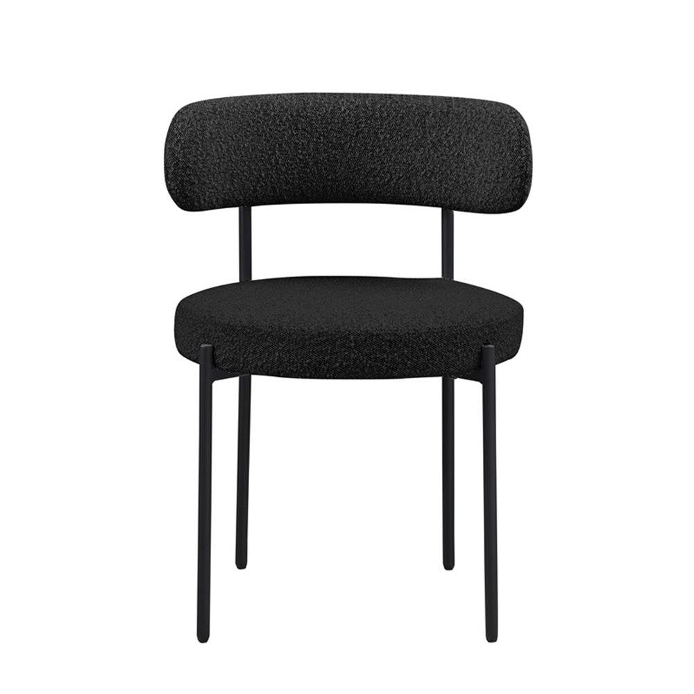 Contemporary Dining Chair Set of 2, Boucle Fabric Upholstered Kitchen Chair