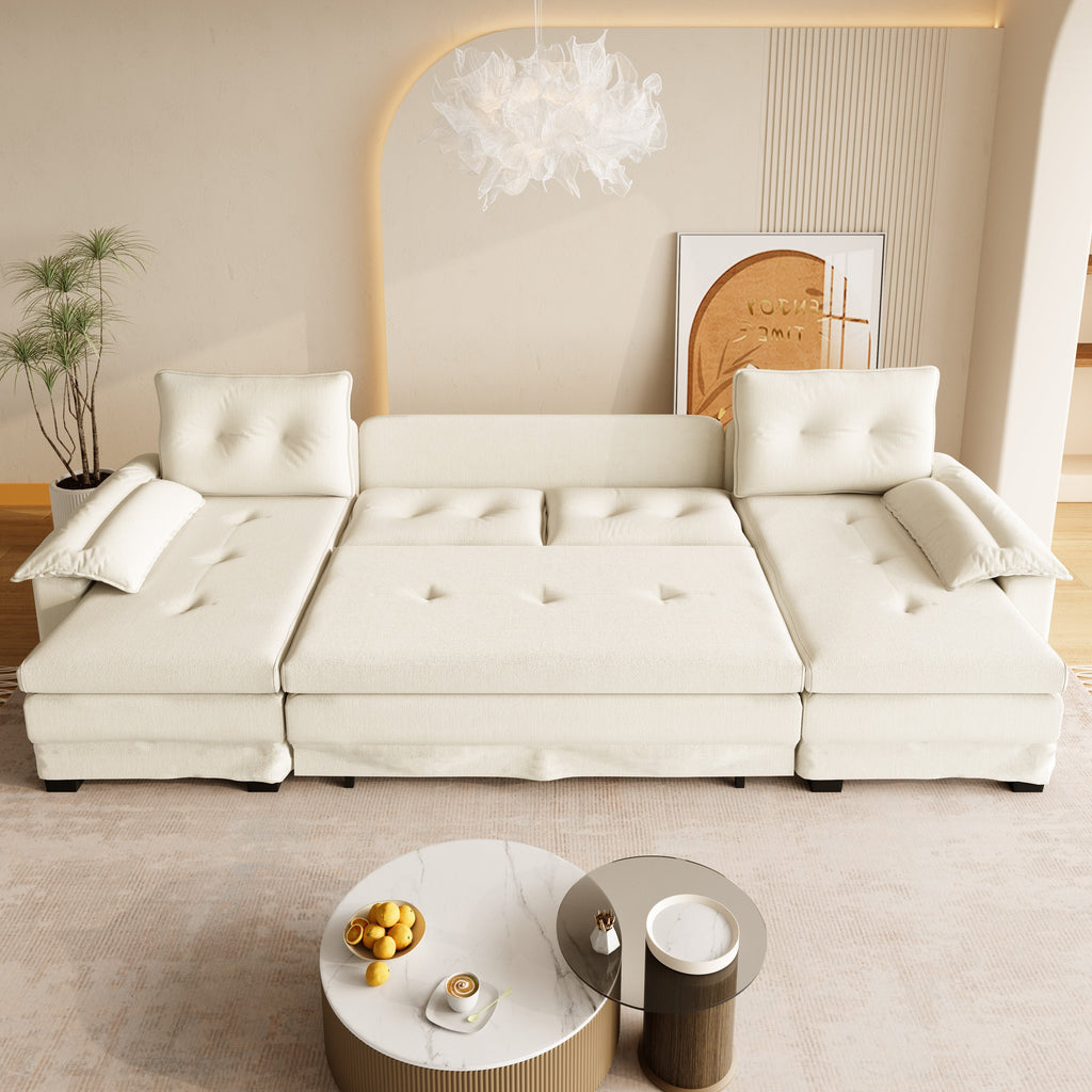 U-Shaped Sleeper Sofa with Pull Out Bed