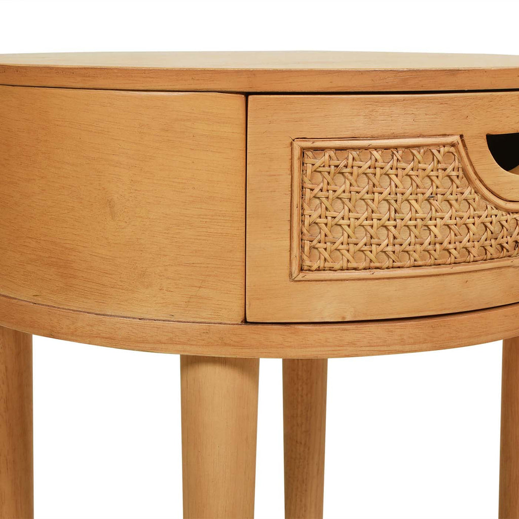Cabana 18" Round Cane Rattan Storage Side Table