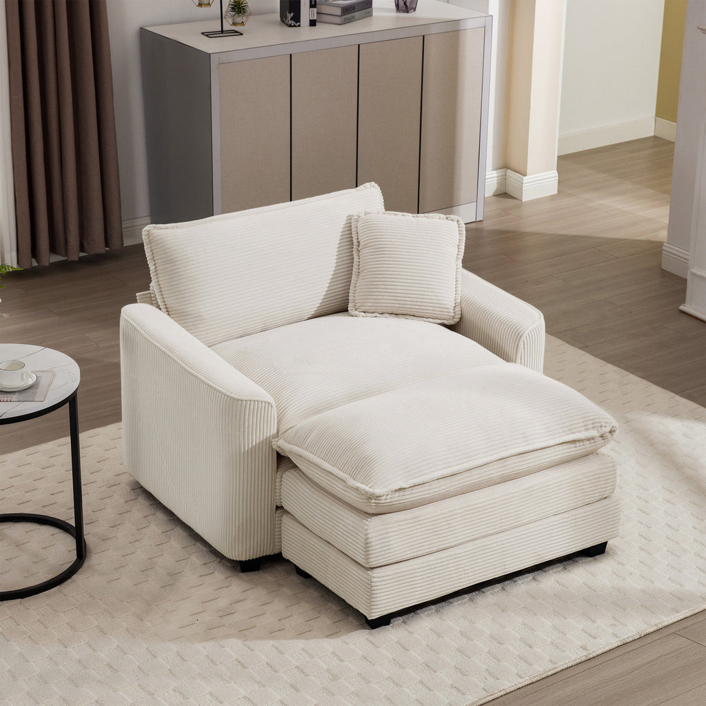 Comfortable Single Chair Deep Seat Sofa With Footstool
