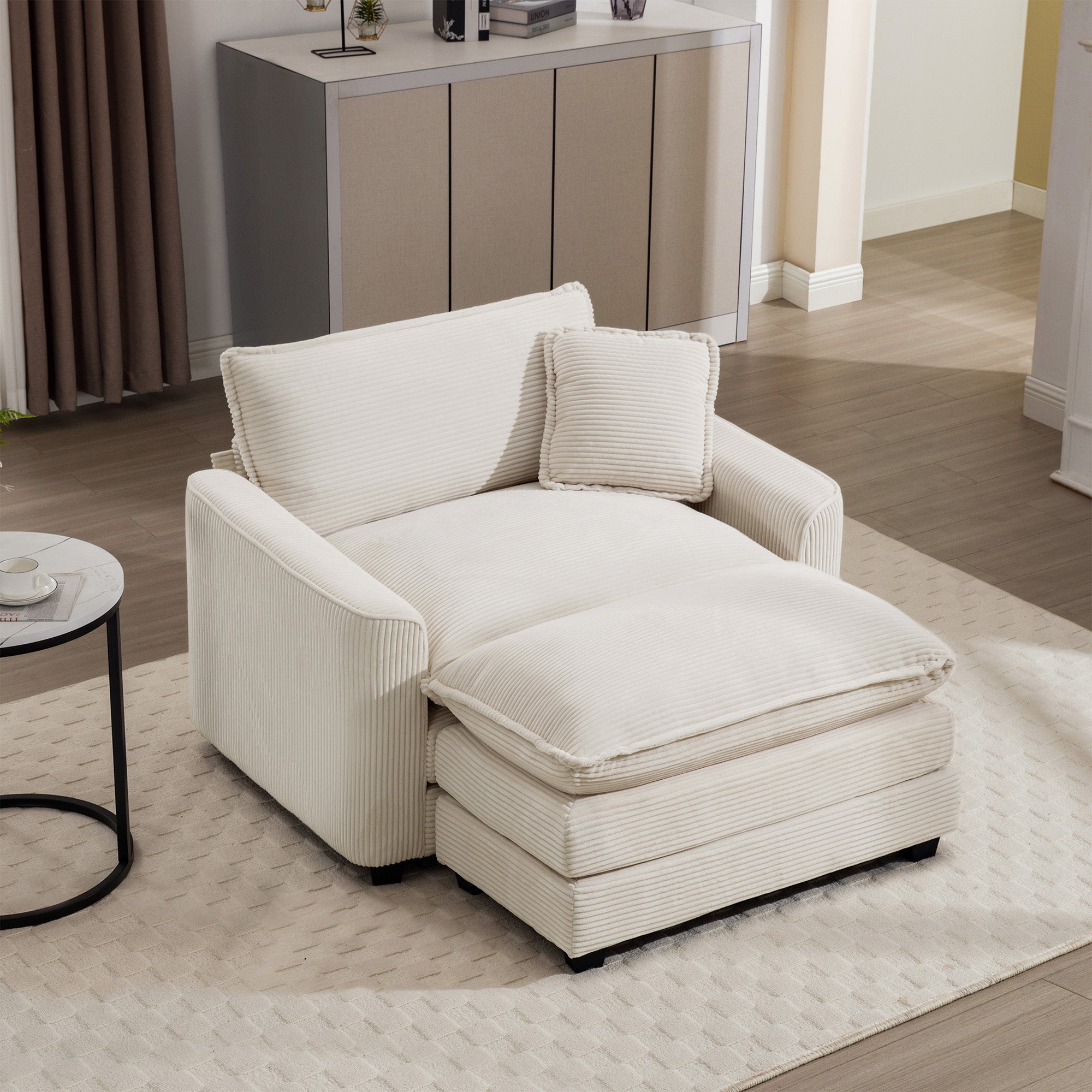 Comfortable Single Chair Deep Seat Sofa With Footstool