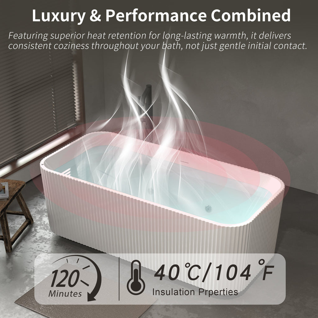 67" Rectangle Linear Acrylic Massage Whirlpool Bathtub