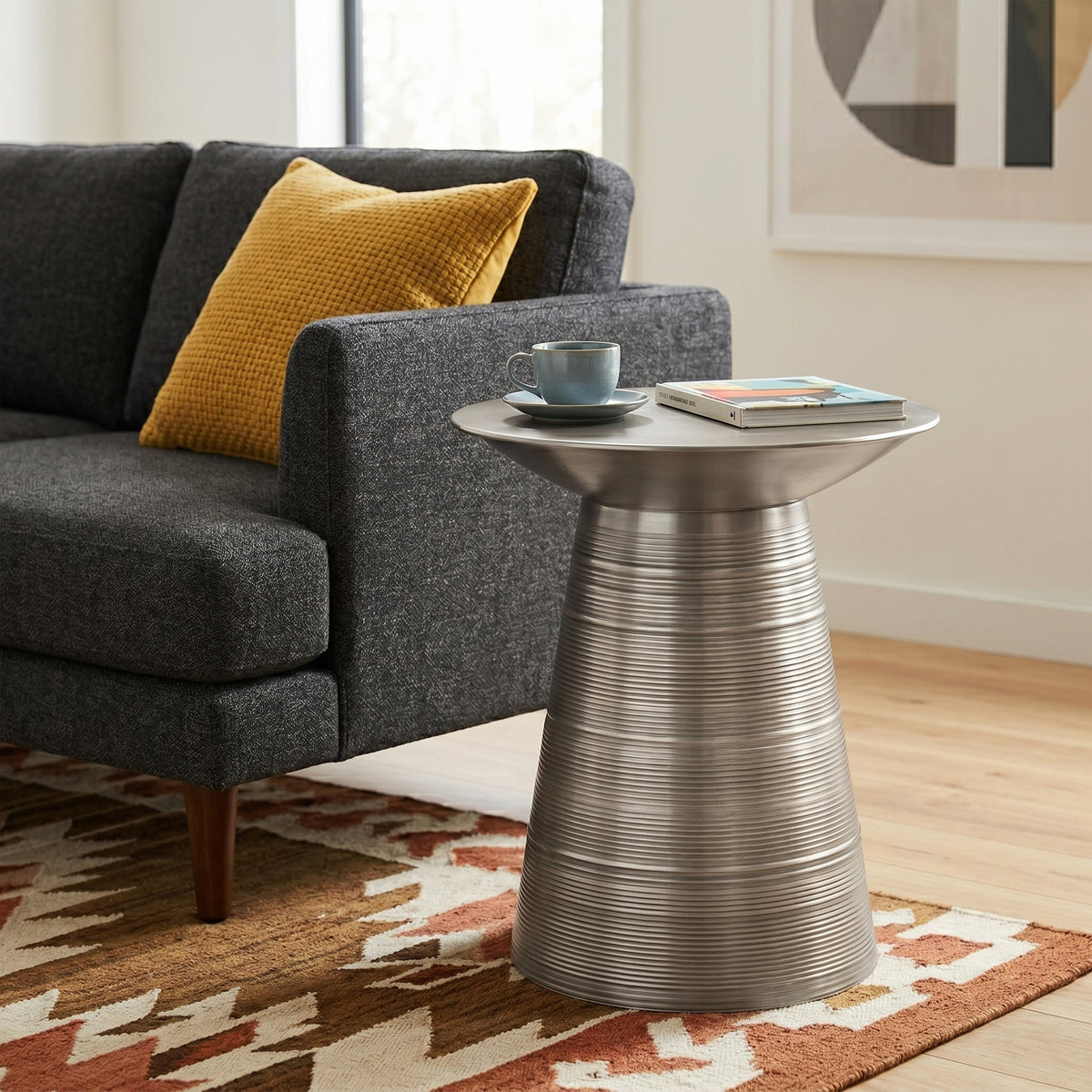 Sheridan 18-Inch Wide Metal Accent Table in Antique