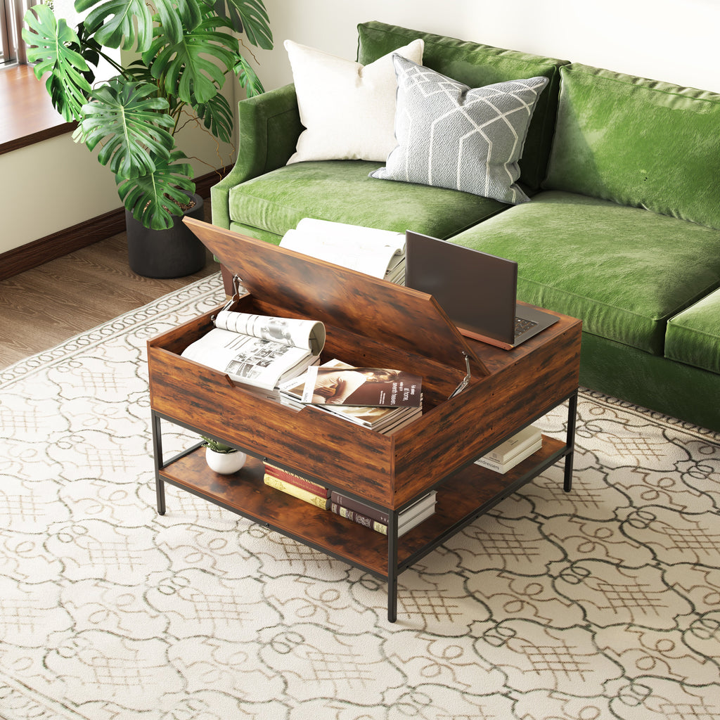 Farmhouse Flip Top Coffee Table with Storage
