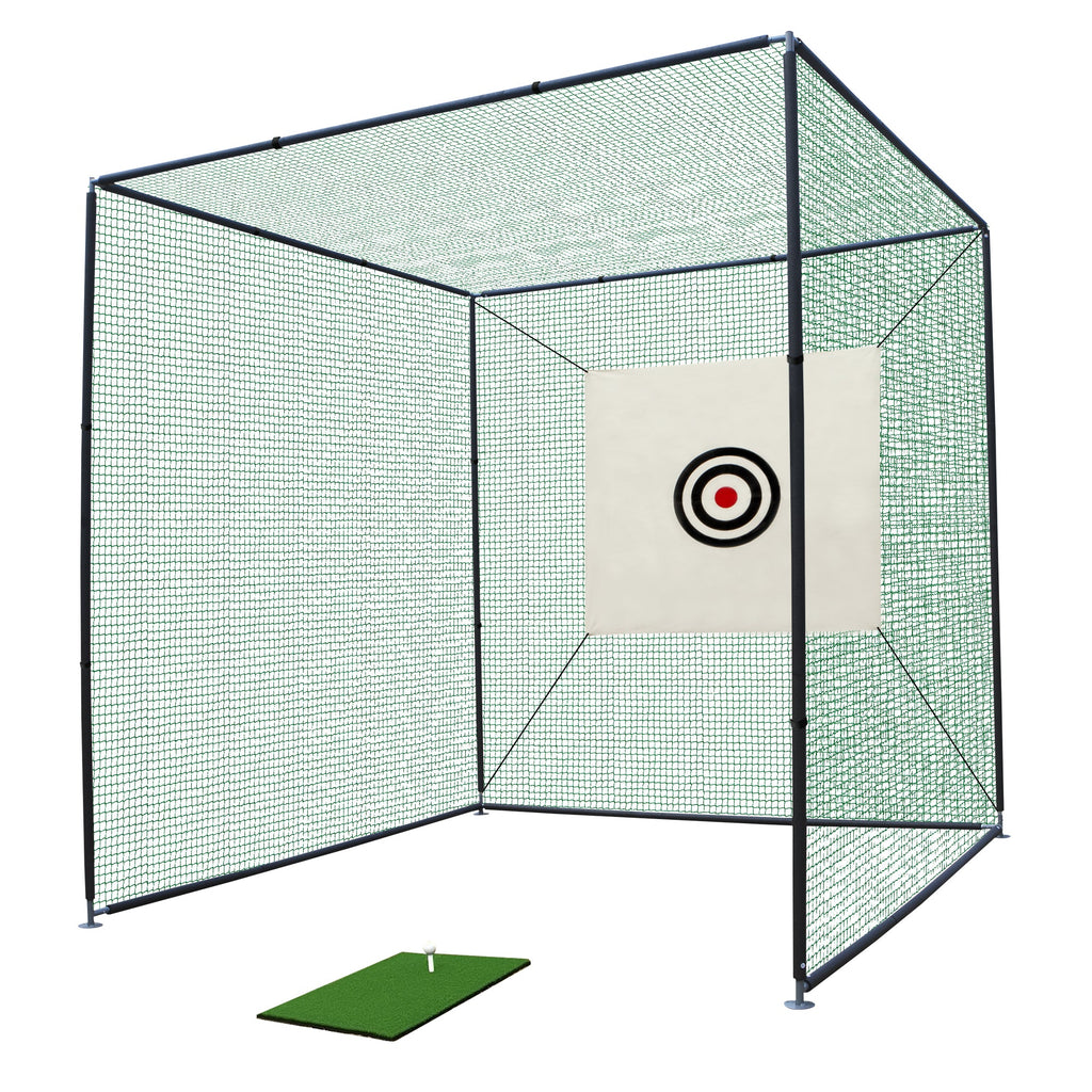 10x10x10ft Golf Practice Net Cage with Metal Frame Hitting Net Kit