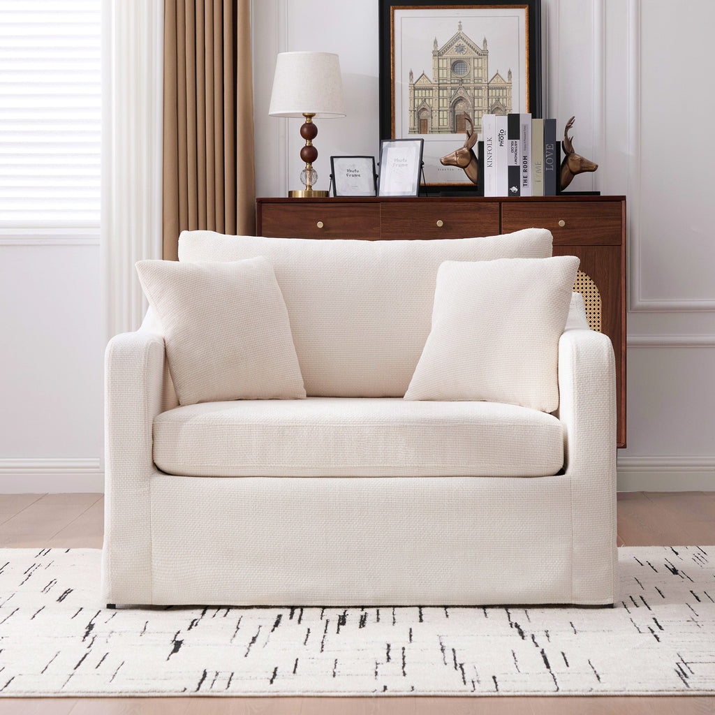 43.9" Wide Modern Upholstered Farmhouse Performance Accent Chair