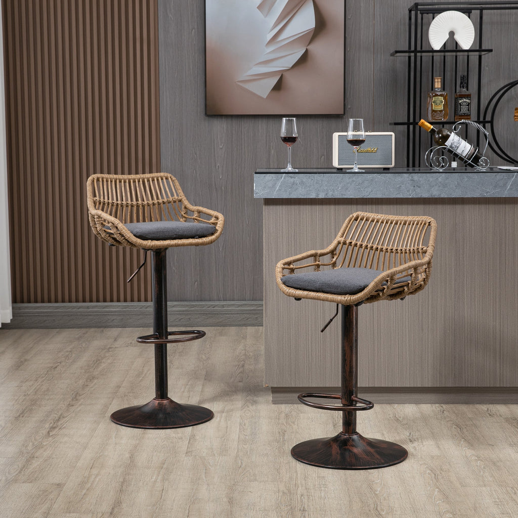 Modern Swivel Bar Stools Set of 2 Adjustable Counter Height Chairs