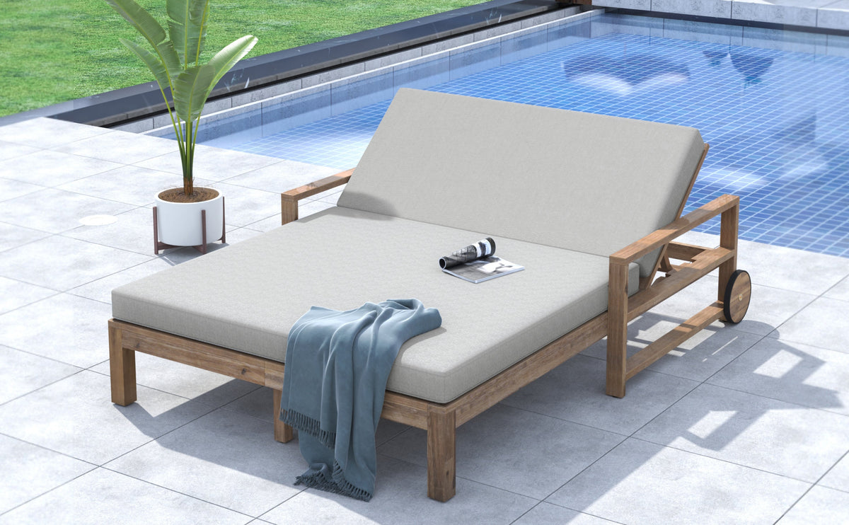 TREXM 1-Piece Farmhouse-styled Wooden Outdoor Sunbed