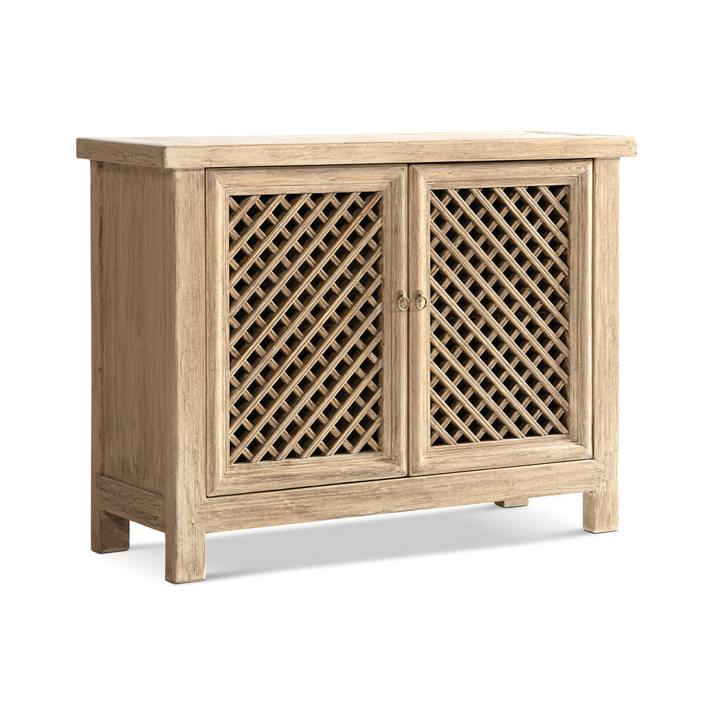 Arden 51" Solid Reclaimed Pine Lattice 2-Door Accent Storage Cabinet