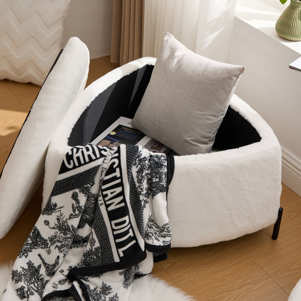 29.9" Wide 2-Piece Upholstered Storage Ottoman Set
