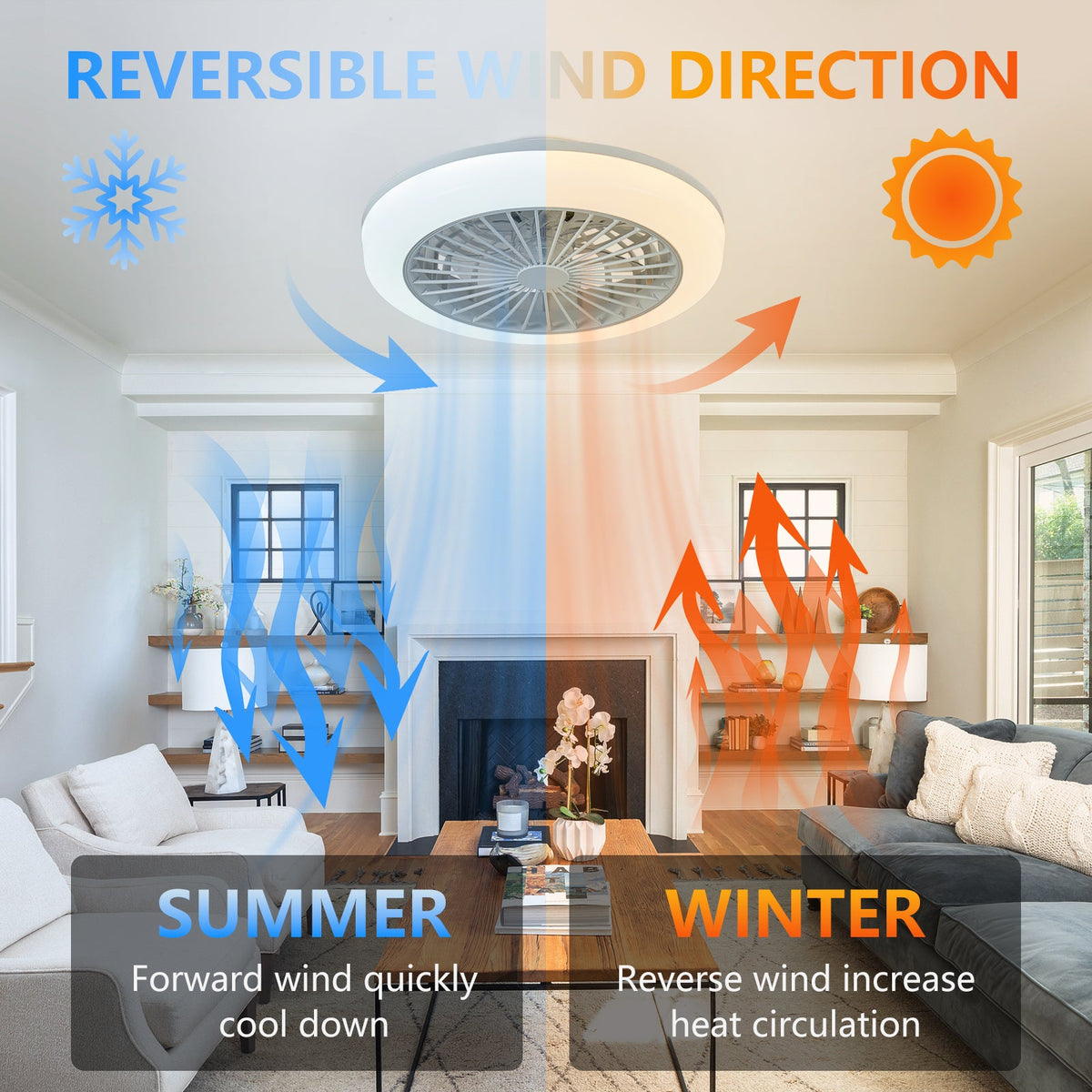 18 Inch Ceiling Fan with RGB Light Remote
